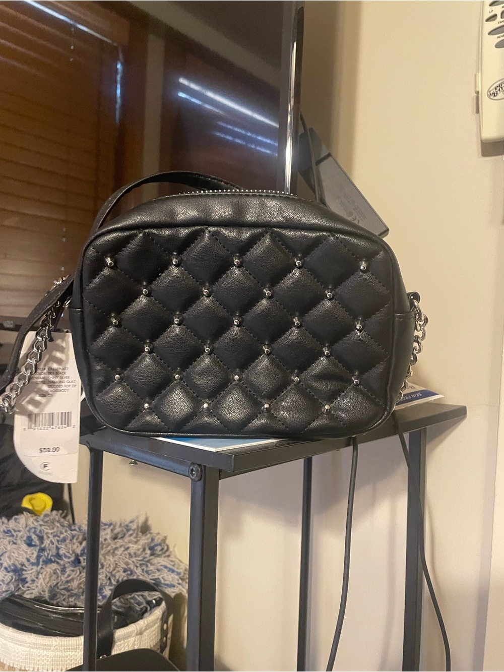 Rebecca Minkoff Black Quilted Crossbody with Stud Detailing